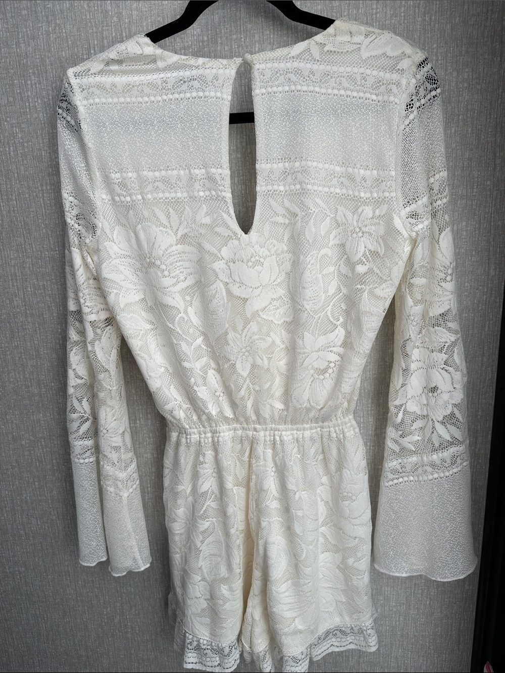 Show Me Your MuMu Cream Lace Long Sleeve Romper - Picture 4 of 5